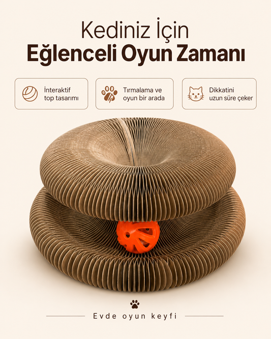Akordiyon Karton Kedi Oyuncağı